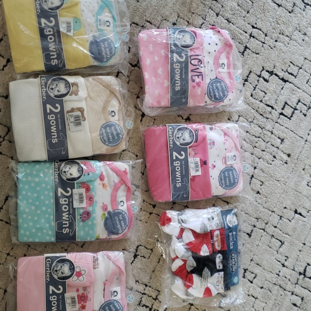 Baby girl gowns 0 - 6 month & Christmas baby socks